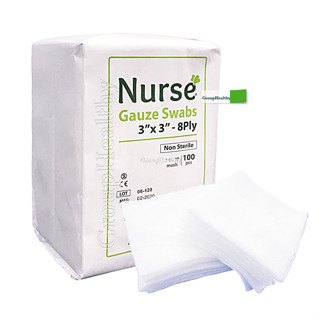 Nurse Gauze Swabs ผ้าก๊อซพับทำแผล (3x3) 8 ชั้น 100 ชั้น 1 ห่อ