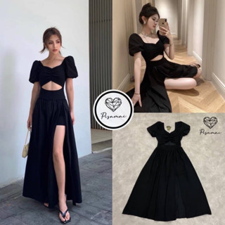 ราคาถูกที่สุด!! PISAMAI เดรสแขนตุ๊กตาเว้าเอว มาในทรงผ่าหน้า มีซับในกางเกงขาสั้น