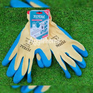 TOTAL ถุงมือ รุ่น TSP13101 ถุงมือผ้าเคลือบยาง ( Latex Glove ) XL 10 นิ้ว ถุงมือ ถุงมือเคลือบยาง