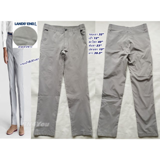 Lands End Mens Straight Fit กางเกงขายาวลายทาง-เทา/ขาว ไซส์ 32"ของแท้(ผ้าพรีเมี่ยมมาก สภาพเหมือนใหม่ โล๊ะชอป)