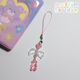 Pinky bear Keychain พวงกุญแจ​ลูกปัด​ สาย​ห้อย​โทรศัพท์​