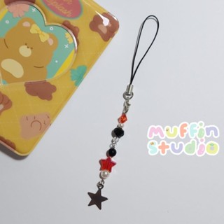 Star black​ red Y2K Keychain พวงกุญแจ​ลูกปัด​ สาย​ห้อย​โทรศัพท์​ รุ่น​ ดาว y2k