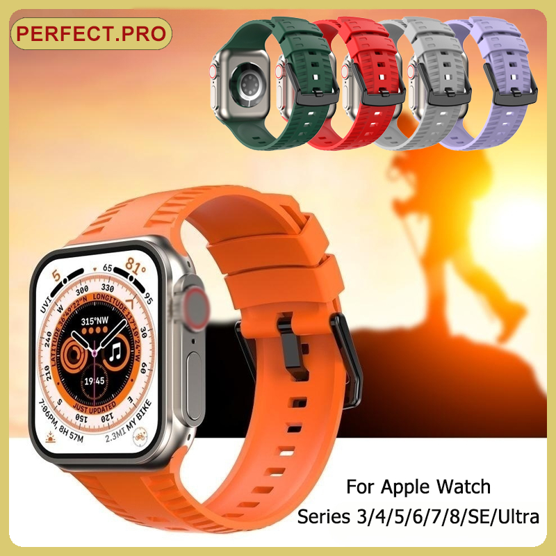 สายรัดซิลิโคนสำหรับ iwatch 1 2 3 4 5 6 7 8 9 10 11 SE แบบเต็มช่วง 49mm46mm45mm44mm41mm40mm42mm ระบายอากาศ