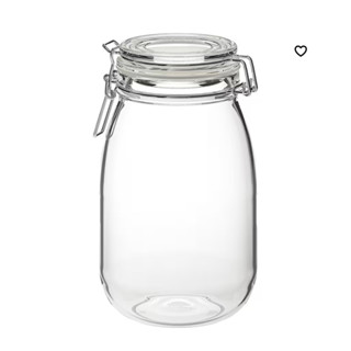 IKEA แท้ KORKEN คอร์เก้น โถมีฝาปิด แก้วใส 1.8 ลิตร พร้อมยางรอง