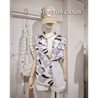 #COTTON CANDY 🍭 เสื้อเชิ้ตแขนกุดดอกม่วง veola