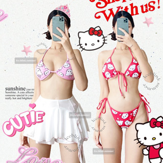 ICEBLINK-Hello kitty bikini 🩷❤️ บิกินี่ลายคิตตี้ น่ารักสุดๆ ชุดว่ายน้ำ พร้อมส่ง