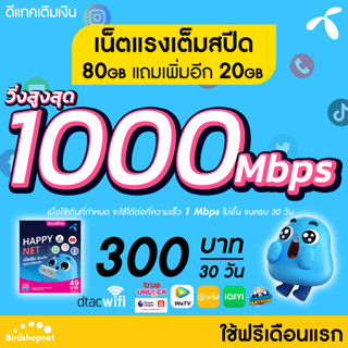 (ใช้ฟรีเดือนแรก) ซิมเทพ Dtac เน็ต 5G วิ่งสูงสุด 1000 Mbps เต็มสปีด (80GB แถม 20 GB) นาน 12 เดือน