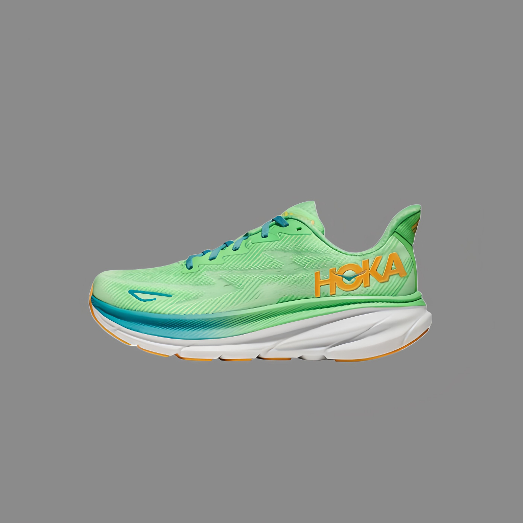 HOKA ONE ONE Clifton 9 Anti slip and wear-resistant low top running shoes for men's lime light wide edition