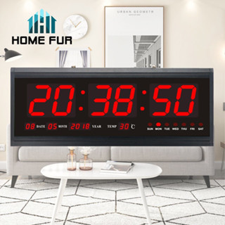 Home Fur นาฬิกาดิจิตอล LED DIGITAL CLOCK แขวนผนัง 48x18.9x3.5 ซม. รุ่น 4819 (ตัวเลขสีแดง)