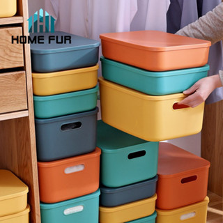 Home Fur กล่องพลาสติกพร้อมฝาปิด กล่องใส่ของใช้อเนกประสงค์ทั่วไป ช่วยประหยัดพื้นที่