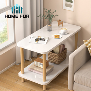 Home Fur โต๊ะกลาง ตั้งโคมไฟ โต๊ะข้างเตียง เฟอร์นิเจอร์ห้องนั่งเล่น วางของอเนกประสงค์ 2 ชั้น