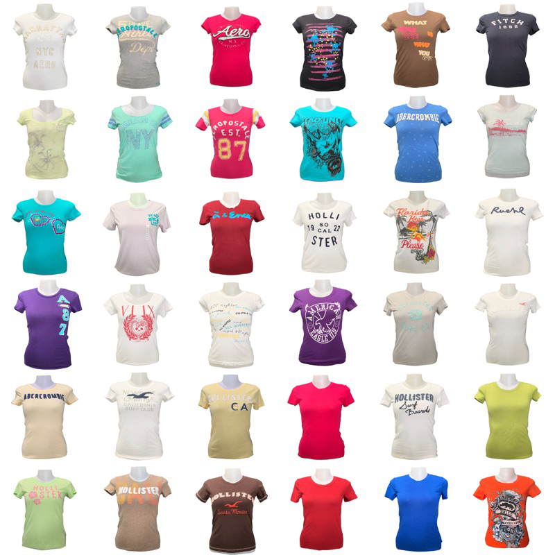 รวมแบรนด์ดัง SALE !! เสื้อยืดคอกลม แขนสั้น ผู้หญิง S รอบอก28-34 ใส่ได้