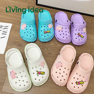 Living Idea : รองเท้าหัวโต รองเท้าแฟชั่น สไตล์เกาหลี แบบรัดส้น พื้นหนานุ่ม ใส่สบายเท้า ✿แถมการ์ตูนตกแต่งรองเท้า✿