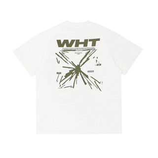 Off White Simple Pattern Print Short Sleeves Casual Tops เสื้อผ้าคู่รัก