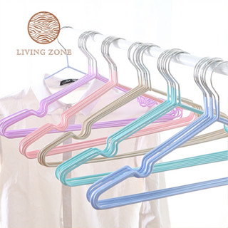 Living Zone ไม้แขวนเสื้อ ไม้แขวนสแตนเลส  หุ้มด้วยซิลิโคน กันลื่น ยาว 40cm 1แพ็ค 10ชิ้น แขวนเสื้อผู้ใหญ่