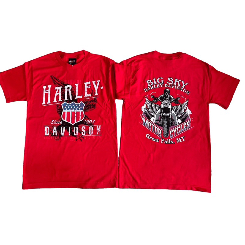 Harley Davidson  ของแท้ นำเข้าจาก USA เสื้อยืดคอกลม ผู้ชายแขนสั้น