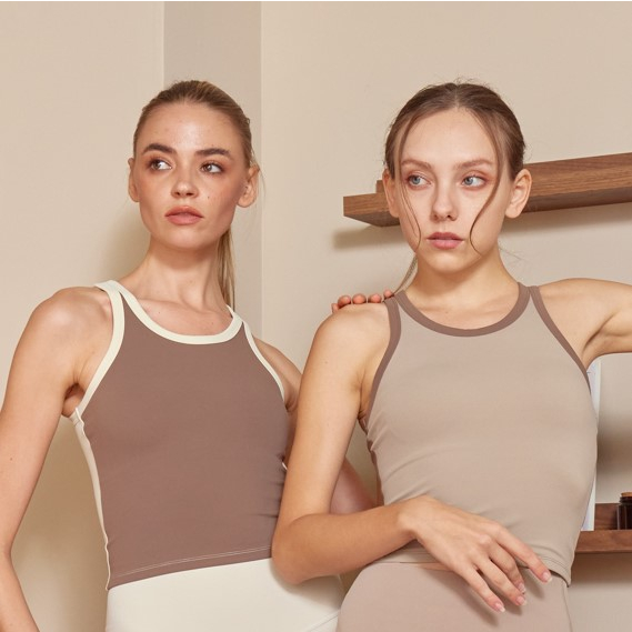 Abby Bra สปอร์ตบรา บราตัวยาว มีฟองน้ำ ไสตล์ Two Tones ทรงแขนกุด  พร้อมส่งจากไทย** ราคา ถูกที่สุด ดีลบีเคเค