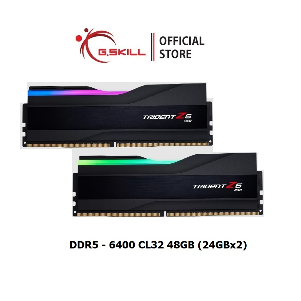 แรมพีซี G.SKILL - DDR5-RAM P/C 48/6400 Trident Z5 RGB Black (F5-6400J3239F24GX2-TZ5RK) 24GBx2 (32-39-39-102) for Intel