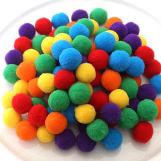 ปอมปอมเนื้อกำมะหยี่ คละสีเรนโบว์ 1cm/1.5cm/2cm/2.5cm/3cm (50ชิ้น/100 ชิ้น)