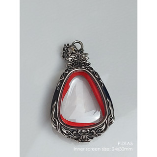 PIDTA5Silver925 Phra Pidta amulet casing 24x30mm กรอบพระเงินแท้925 สำหรับพระปิดตา