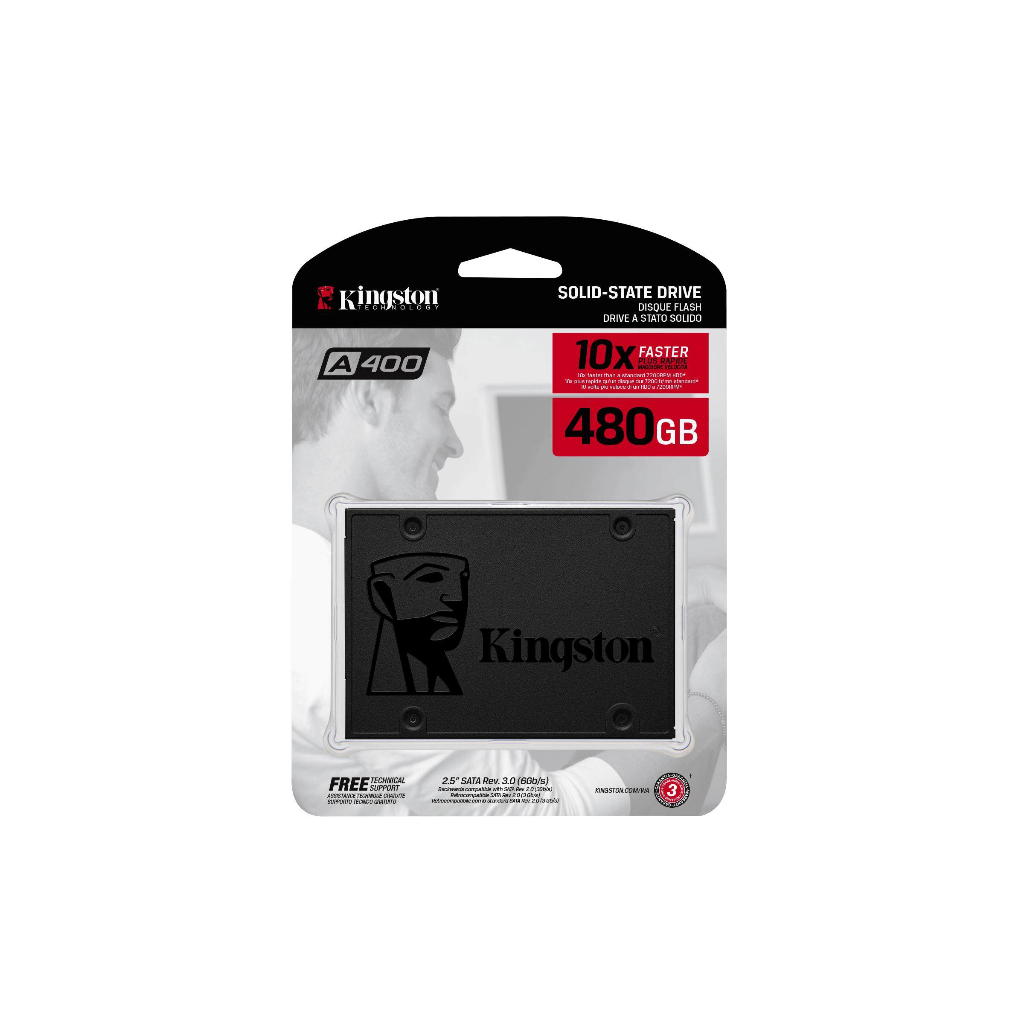 Kingston SSD (เอสเอสดี) A400 ( SA400S37/480G ) SSD480GB / Read : Up to 500 MB/s / Write : Up to 450 