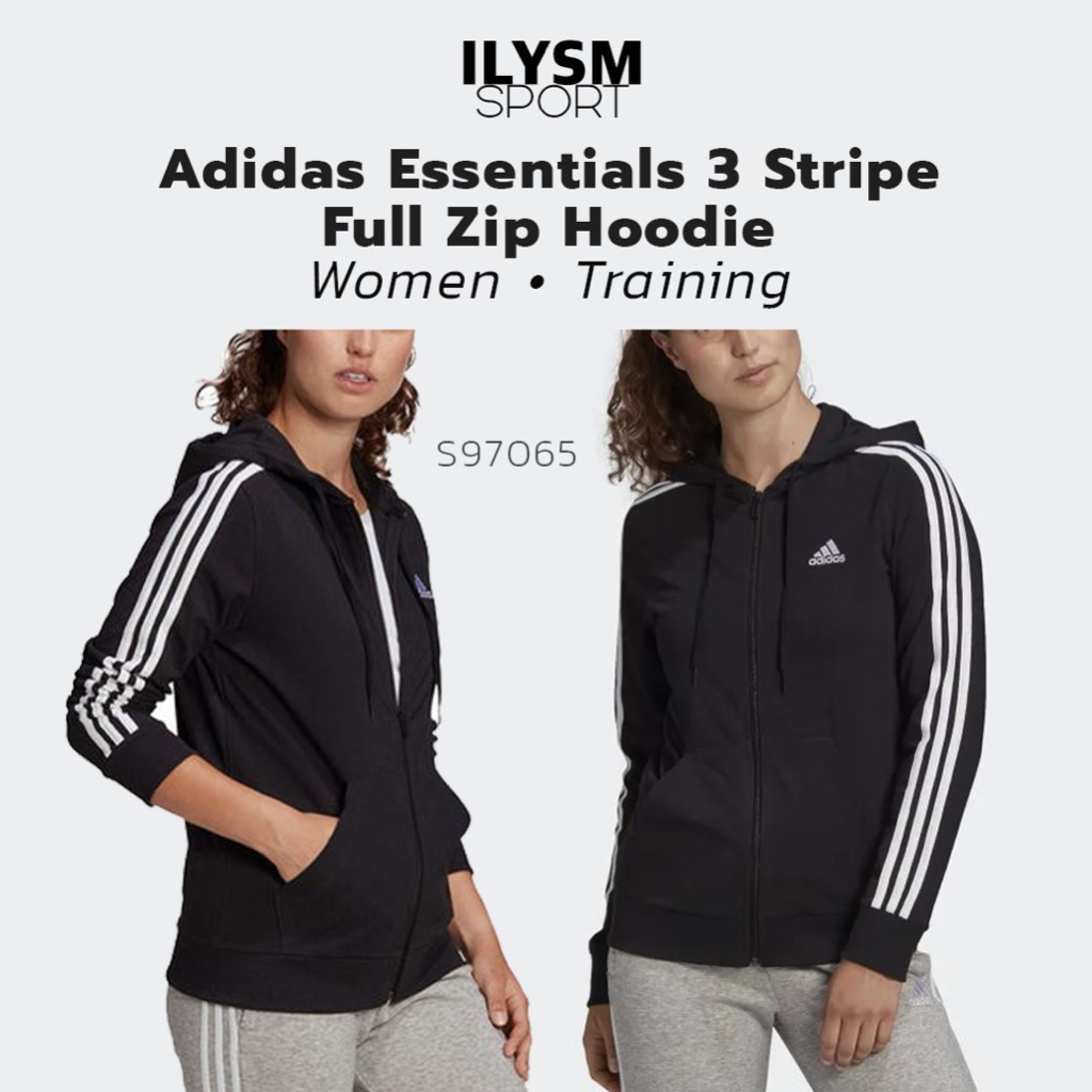 Adidas Essentials 3 Stripe Full Zip Hoodie แท้!! (S97065) เสื้อแจ็คเก็ต แขนยาว เสื้อกันหนาว อาดิดาส