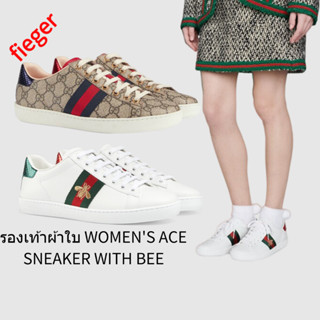 รองเท้าหญิงสไตล์ Gucci Classic ใหม่ รองเท้าผ้าใบ WOMENS ACE SNEAKER WITH BEE