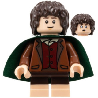 Lego Frodo Baggins - Dark Green Cape, Light Nougat Feet