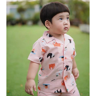 W01 Mandarin shirt / W02 Hawaii shirt in pale orange