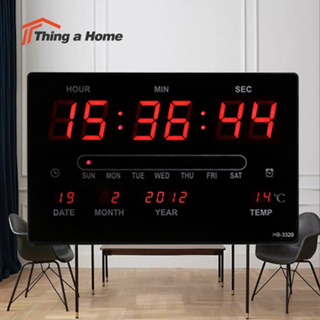 Thing A Home นาฬิกา LED แขวนผนัง ขนาด 33X21X3CM รุ่น 3320 นาฬิกาดิจิตอล ไฟสีแดง – ตัวเรือนสีดำ มีปลุก