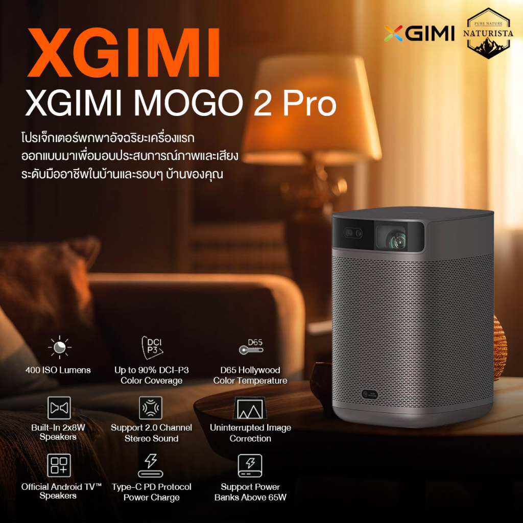 XGIMI MoGo 2 Pro 1080P Portable Projector, Mini Projector with WiFi and Bluetooth, Android TV 11.0, 
