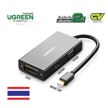 UGREEN รุ่น 20418 Mini DisplayPort to HDMI DVI VGA Adapter ตัวแปลงสัญญาณภาพ สามารถใช้ต่อภาพขึ้นจอ 4K