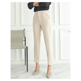 YNO Slim ankle length cigarette trousers กางเกงทำงาน 9 ส่วน มีหูเข็มขัด ทรงสลิม 27164