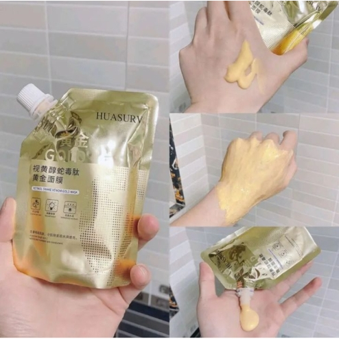 HUASURV Mask ถุงทอง มาส์กทองคำ  มาส์กหน้าที่ช่วยเติมความชุ่มชื่น และให้ความกระจ่างใส พร้อมฟื้นฟูผิวหน้าให้ดูมีสุขภาพดี