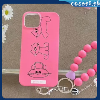 คูปองเคลม🎀เคสไอโ case for iphone 11 12 ลูกแมวน่ารักสามตัวในสีชมพู เคส 14 13 12 11 pro max เคสโทรศัพท์กันกระแทกทนทาน