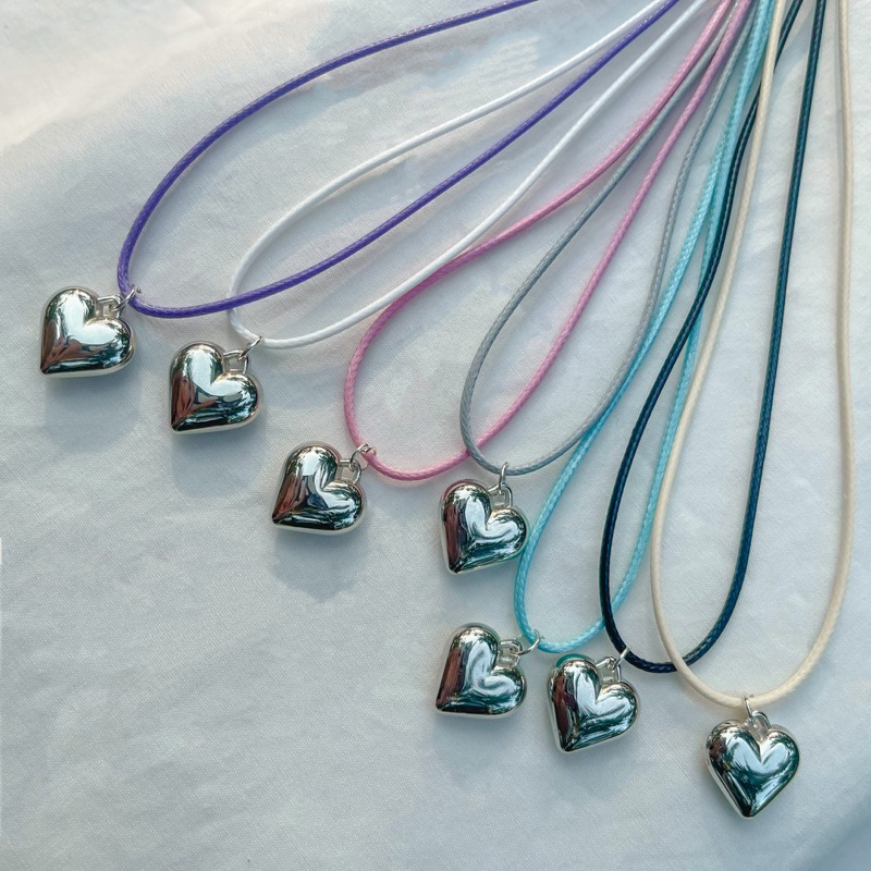 สร้อยเชือกจี้หัวใจ y2k รุ่นmini silver heart 🩶 ((พร้อมส่ง)) - รูปที่ 3