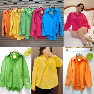 cotton shirt เสื้อเชิ้ตคอตตอน แขนยาว คอปก สีพื้น ทรงสวย ผ้าดีมาก