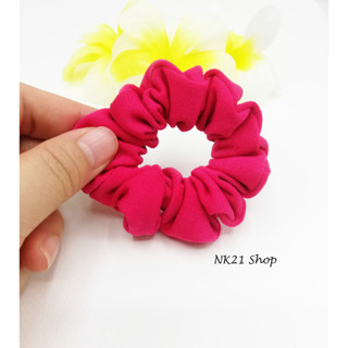 NK21 โดนัทรัดผม หนังยางรัดผม สีชมพู Mini Scrunchies,  Hot pink  Scrunchies,Scrunchy,Hair accessories