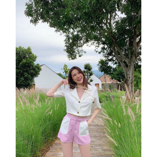 Goddessshop #2855 Mini twotone set เสื้อ+กางเกง