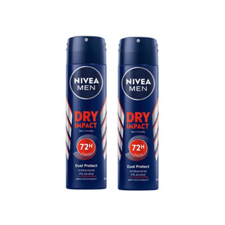 NIVEA MEN Dry Impact Body Spray นีเวีย ดราย อิมแพค บอดี้ สเปรย์ สเปรย์ระงับกลิ่นกาย 150ml. (2กระป๋อง)