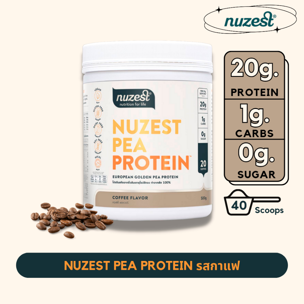 Nuzest Pea Protein นูเซสต์ พี โปรตีน – ขนาด 500 กรัม รสกาแฟ