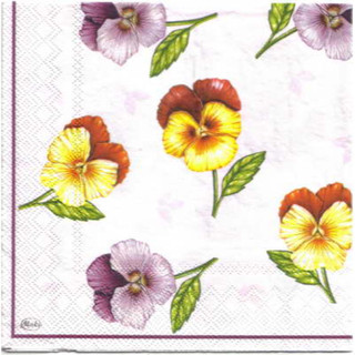 Pladao Napkin ภาพดอกไม้ ดอกแพนซี่ พื้นม่วง Pansy กระดาษ แนพกิ้น สำหรับงานศิลปะ เดคูพาจ decoupage ขนาด L 33x33