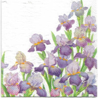 Pladao Napkin ภาพ ดอกไม้ ช่อดอกไอริส สีม่วง Iris กระดาษ แนพกิ้น สำหรับงานศิลปะ เดคูพาจ decoupage ขนาด L 33x33