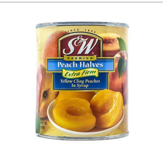 SW premium peach halves yellow in syrup 825g. ลูกพีชครึ่งผลในน้ำเชื่อม นำเข้าจากแอฟริกาใต้🇿🇦