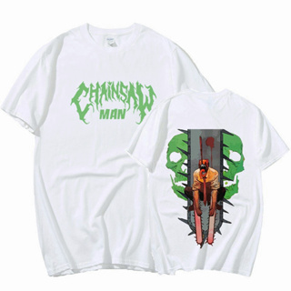 เสื้อผ้าแฟชั่นผู้ชายเสื้อยืด อะนิเมะ Chainsaw Man-Denji เสื้อยืดการ์ตูนตลกเสื้อยืดชายเสื้อยืดผ้าฝ้าย