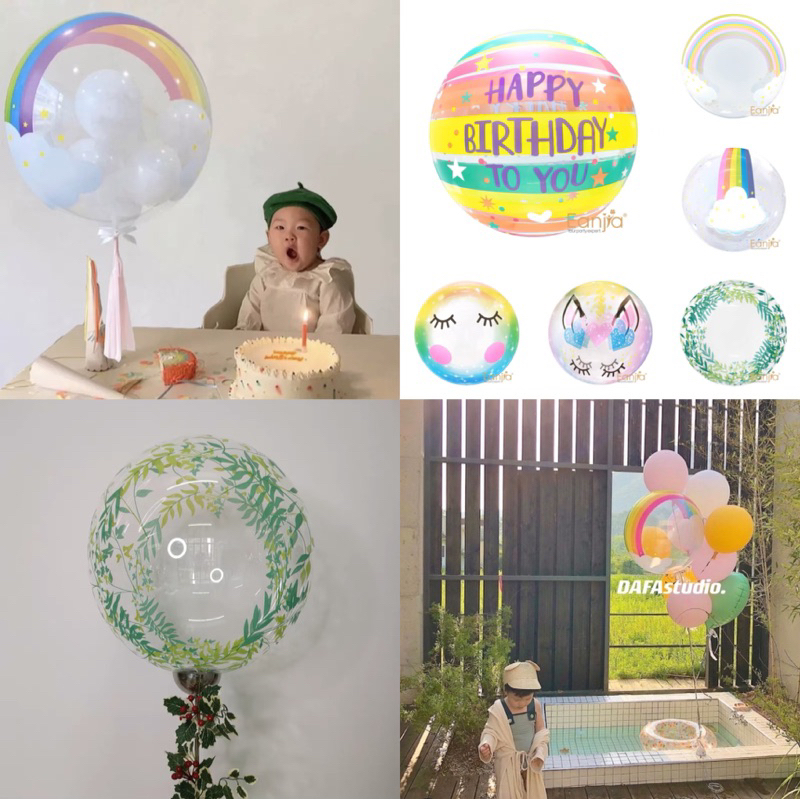 ลูกโป่งใส pvc ลูกโป่งbobo ขนาด20" น่ารักที่สุดดดด พร้อมส่งในไทย