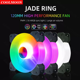 พัดลมเคส Coolmoon Jade Ring ARGB 3pin 5V 4pin PWM 120mm 1700RPM