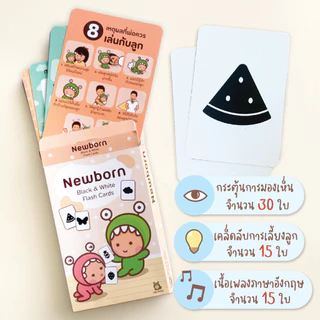 Newborn Flash Card | Little Monster | แฟลชการ์ด ขาวดำกระตุ้นพัฒนาการ 0-6 เดือน | การ์ดเด็กทารกแรกเกิด