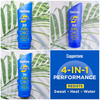 (Coppertone®) Sport 4 in 1 Performance Sunscreen Lotion SPF 30, 50 or 70, 207 ml โลชั่นกันแดดทาผิวกายสำหรับเล่นกีฬา