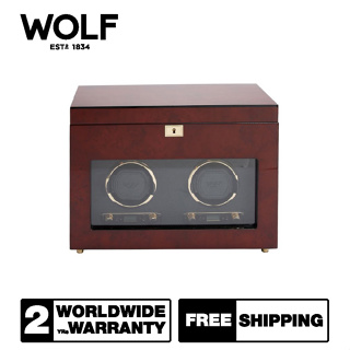 กล่องหมุน กล่องนาฬิกา WOLF1834 รุ่น SAVOY DOUBLE WINDER WITH STORAGE (BURLWOOD)